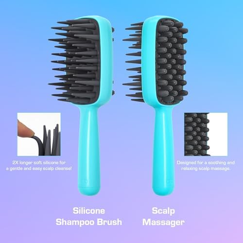 Red by Kiss Scalp Master 2-in-1 Silicone Scrubber & Shampoo Brush, Soft Long Bristles for Exfoliating Scalp, Boosting Circulation & Removing Build-Up (Teal) - Image 3