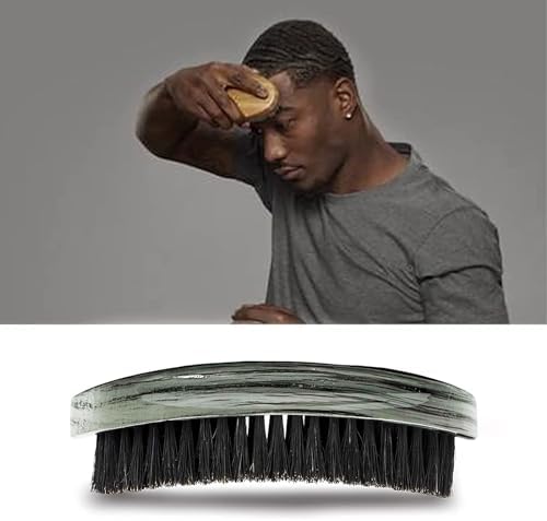 Premium Palm Wave Brush for Men 360 - Medium Hard Curved 360 Wave Hair Brushs - Made with Nature Beech & Nylon Boar Bristle Men's Hair Brush For Black Men 360 (Gery wood grain) - Image 5