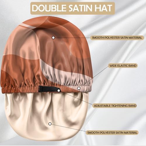 Satin Hair Bonnet Silk Bonnet for Sleeping Double Layer Elastic Adjustable Reusable Cute Aesthetic for Women Girls - Image 4
