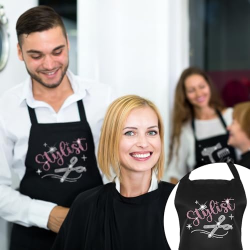 Auidy 6TXD 2pcs Hair Stylist Apron, Hairdresser Barber Apron with 3 Pockets - Image 5