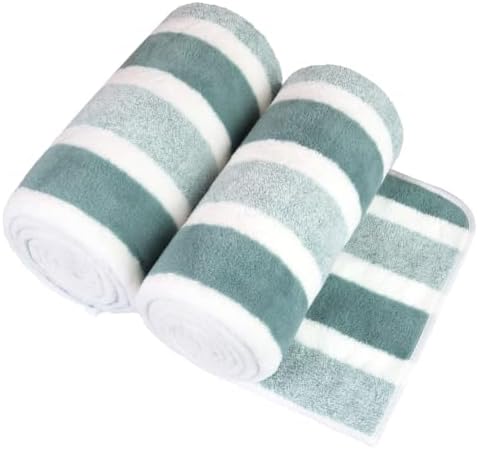 JML Bath Towels, 2 Pack, 27x55 in, Microfiber, Stripe Green by JML