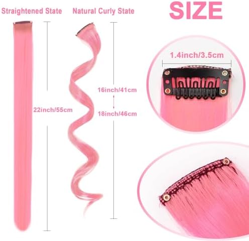 10 PCS Pink and Blue Hair Extensions, Colorful Accessories for Women 17 In - Image 4