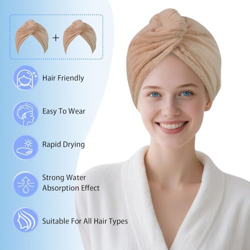 Microfiber Hair Drying Towel Wrap,Hair Turbans Towel for Wet Hair - Image 3