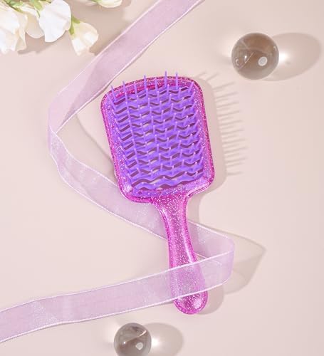 Detangling Hair Brush for All Wet or Dry Hair Types, Pain-Free Brushing Durable, DuoFlex Anti-Static Bristles, Lightweight Handle, Vented Wave UltraFlex Hair Brush(Rose Quartz Purple) - Image 2