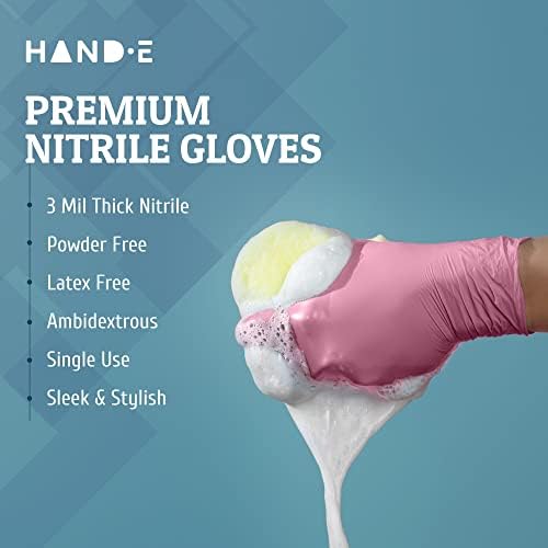Hand-E Touch Pink Nitrile Disposable Gloves - Esthetician, Nail Tech, Hair Dye & Stylist, Cleaning Gloves - Image 5
