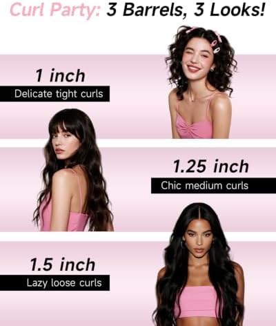 TSUYAGLA 3 in 1 Automatic Curling Iron, Hair Curlers, 1"-1.25"-1.5" Barrels - Image 2