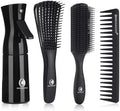 BRUSHZOO Hair Brush Set for Women, Men, and Kids - Detangling Brushes for Curly and Natural 3/4abc Hair, Wide Tooth Comb, Detangler Brush, and Hair Spray Bottle by Brushzoo
