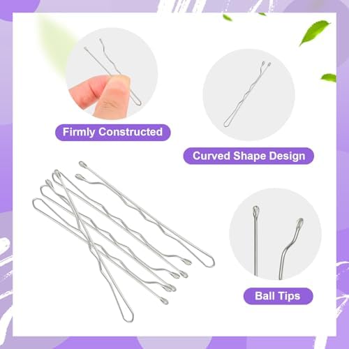 2 Inch Silver Grey Hair Bobby Pins Metal Clips Twisted Spiral Curved Ball Tips Non-slip Decorative Long Short Women Girls Nickel Free Hairdressing Wedding Accessories with Case 100 PCS - Image 3