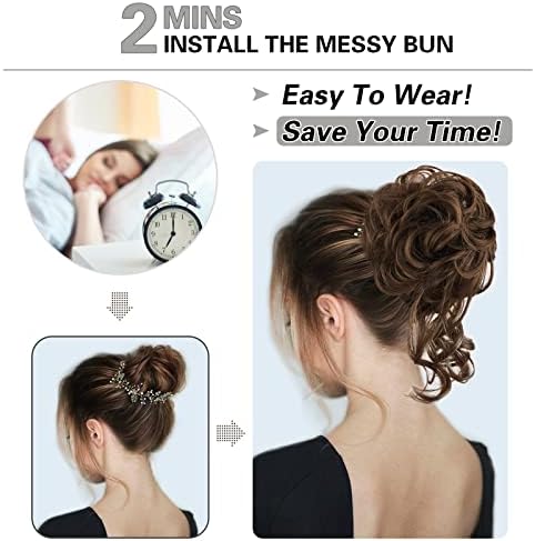 HMD 5 Pieces Messy Hair Bun Hairpiece Tousled Updo for Women - Image 3