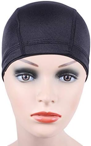 YANTAISIYU 2 Pcs/Lot Black Dome Cap Wig Caps Stretchy Wig Cap with Wide Elastic Band for Making Wig (Dome Cap M) - Image 3