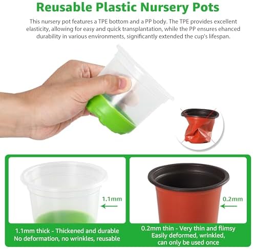 MIXC Thickened Clear Nursery Pots with Silicone Base for Easy Transplant 24 Packs 5/4/3.5 Inch, Variety Pack Plant Pot Reusable Seedling Pots for Vegetable Propagation, Root Cutting, Seed Starting - Image 4