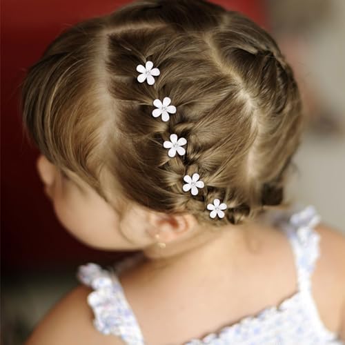 YISSION 20Pcs Mini White Rhinestone Flower Hair Clips, Decorative Wedding Bridal Hair Barrettes and Pins for Girls Women - Image 5