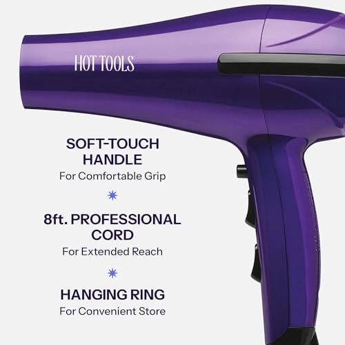 Hot Tools Pro Artist 1875 Watt Turbo Ceramic + Ionic Hair Dryer, Purple - Image 6