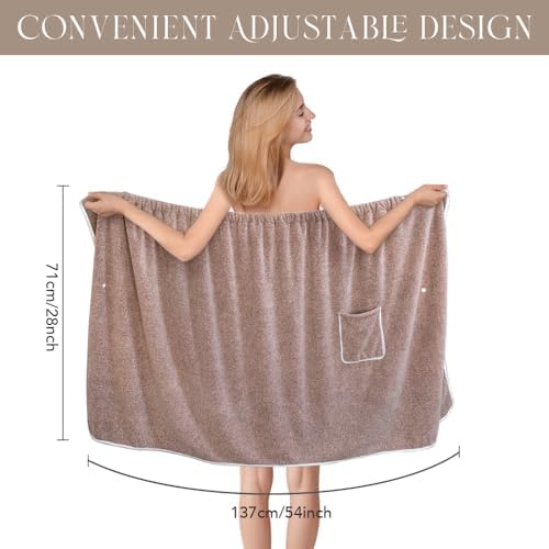 SINLAND Bath Wraps for Women After Shower Body Towel Wrap, Pink, 28"x54" - Image 2