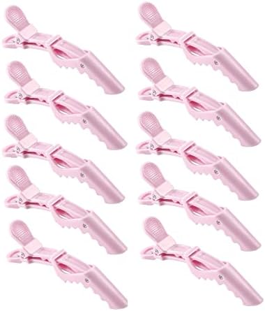 10pcs/set Multicolor Croc Clips Transparent Plastic Hairdresser Clip Hair Styling Sectioning Barrettes Professional Non Slip Alligator Clips Salon DIY Accessories Hairpins (10pcs-Light Pink) by Liasun