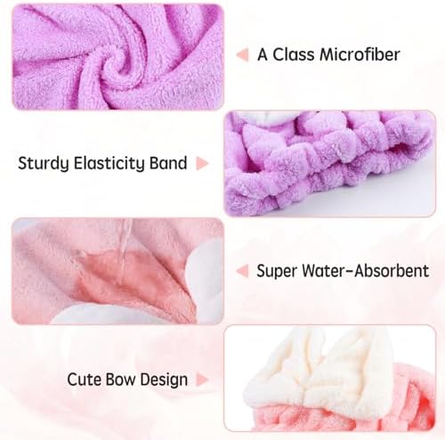 Microfiber Hair Drying Caps, 5-Pack Extra Soft and Ultra Absorbent - Image 4