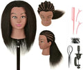 Real 100% Human Hair Mannequin Head with Stand for Hairdresser Practice Braiding Styling Cosmetology Manikin Doll Training Head by LOHXINHAIR