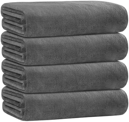 JML Bath Towels for Adult Body, 30" x 60", 4 Pack, Grey by JML