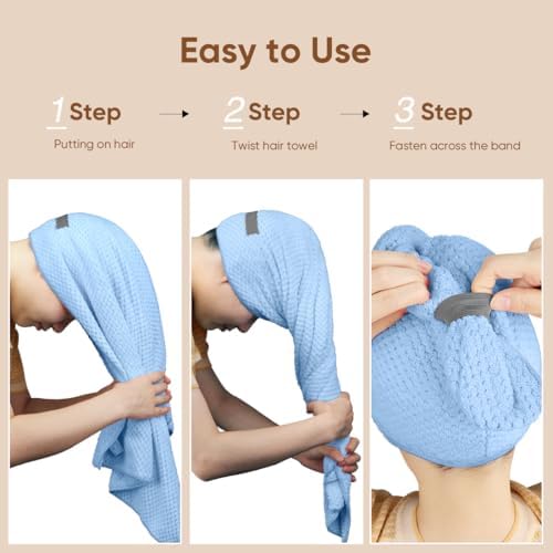 HOMEXCEL 5PK Microfiber Hair Towels, 40x20 in, Fast Drying for Long Hairs - Image 6