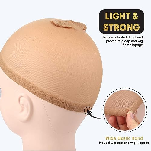 ALLAURA 4 pieces (Nude) Stocking Wig Caps Stretchy Nylon Wig Caps for Women - Liner Weaving Caps for Women, Men, Stocking Wig Cap for Halloween Cosplay - Image 7