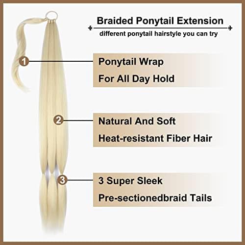 34'' Braided Ponytail Extension Natural Soft Synthetic Hair Piece for Women - Image 3