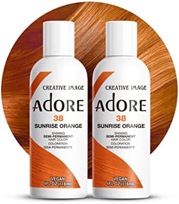 Adore Semi Permanent Hair Color, 038 Sunrise Orange, 4 Fl Oz (2 Pack) by Adore