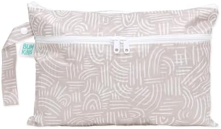 Bumkins Waterproof Wet Dry Clutch Bag for Baby, Travel, Swim Suit, Cloth Diapers, Pump Parts, Pool, Gym Clothes, Toiletry, Hook to Stroller, Daycare, Zip Reusable Bag, Packing Pouch, Boho Beige by Bumkins