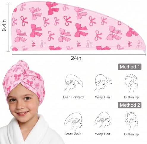Microfiber Hair Towel Wrap for Kids Girls, Quick Dry Towel, 2 Pack - Image 6