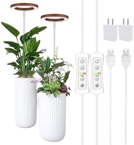 Plant Grow Light, LED Growing Light Full Spectrum for Indoor Plants,Aluminum Walnut Wood Grain Plant Lights,Height Adjustable, Automatic Timer, 5V Low Safe Voltage,Idea for Large Plant Light， by YadokerOffical
