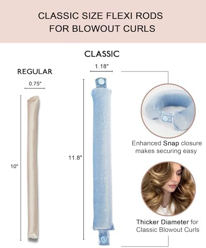 Classic Heatless Curls Overnight Rods - Upgraded Directional Grip Velvet Heatless Hair Curler to Sleep in No Heat Heatless Curling Flexi Rods Foam Hair Rollers for Blowout Look Medium & Long Hair - Image 3