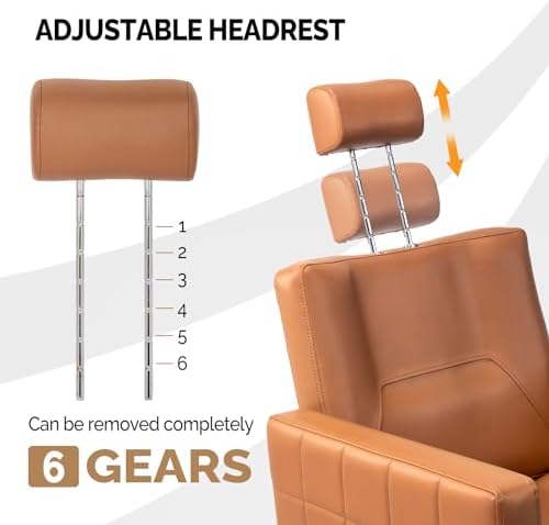 OmySalon Salon Chair for Hair Stylist, Reclining Barber Chair Hairdressing Styling Chair with Adjustable headrest, Beauty Shampoo Barbershop Furniture - Image 3