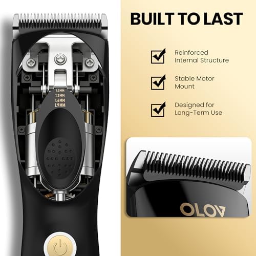 Hair Clippers for Men, Cordless Hair Clipper Kit, Adjustable 4 Length Setting, 2-Speed Settings, Replaceable Ceramic Blade Heads, Rechargeable Hair Clippers for Family (Black) - Image 5