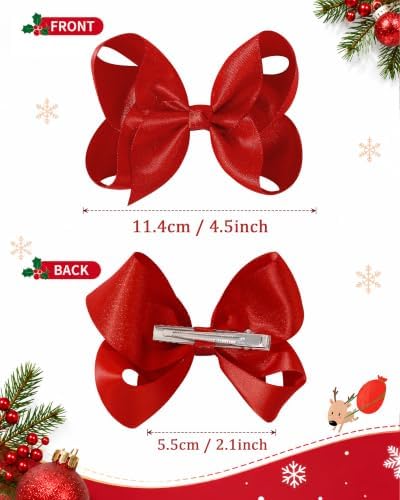 YHXX YLEN 6pcs Christmas Hair Bows for Girls, 4.5inch Toddler Bows Clips - Image 2