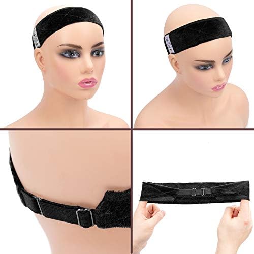 GEXWORLDWIDE GEX Wig Grip Band with Adjustable Elastic Closure Flexible Velvet No Slip Wig grip Headbands Cap for Wigs(Black) - Image 3