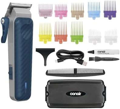 Conair Rechargeable Hair Clippers Kit, Color-Coded Guide Combs, 17 Pieces by conair