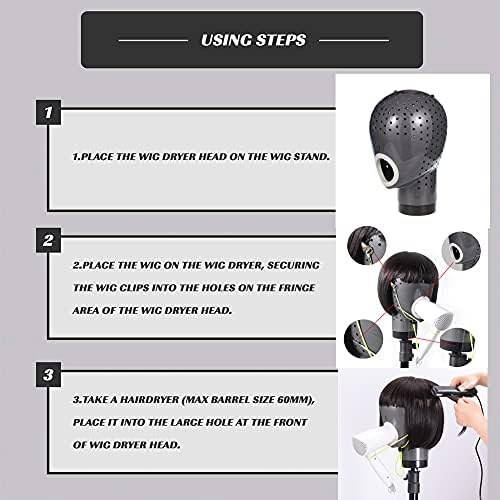 HOMEGOAL Hair Dryer Wig Stand Holder Mannequin Head, Drying Wig From Inside to Outside, Quickly, Easily, For Lace Scalp Cap Net (Dark Grey) - Image 6