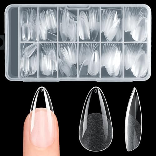Krofaue 240PCS Almond Nail Tips, Half Matte Soft Gel, 12 Sizes by krofaue
