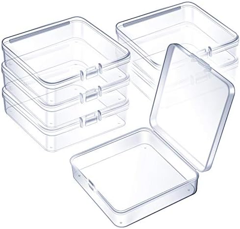 Jetec 6 Pieces Small Clear Plastic Storage Box, 3.7 x 3.7 x 1.2 Inch by Jetec