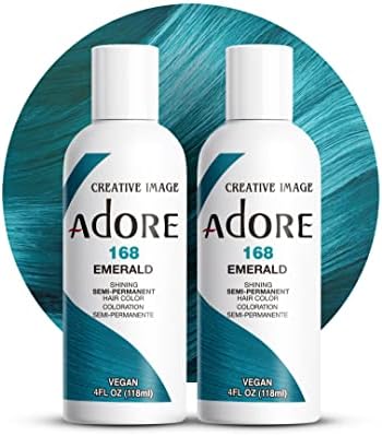 Adore Semi Permanent Hair Color, 168 Emerald, 4 Fl Oz (2 Pack) by Adore