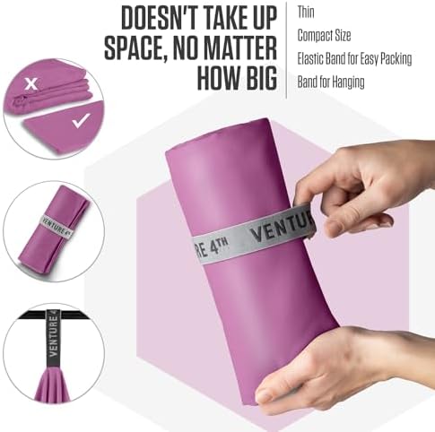 VENTURE 4TH Quick Dry Microfiber Towel for Camping & Gym - Purple XL - Image 7