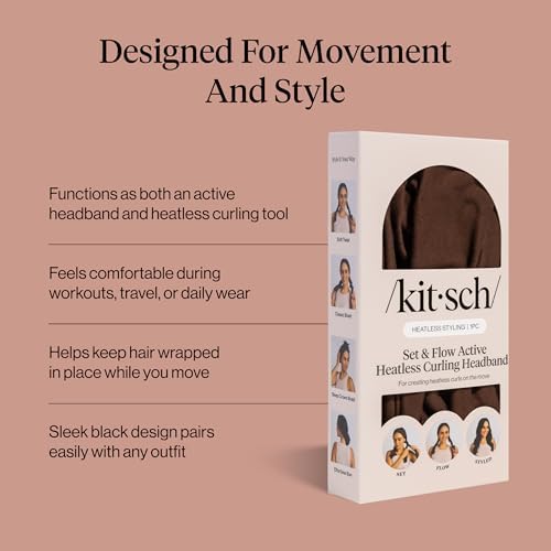 Kitsch Set & Flow Active Heatless Curling Headband For Women - Brown, 1pc - Image 4
