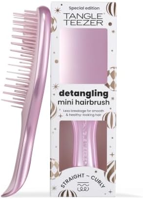 Tangle Teezer Chrome Detangler Mini Hair Brush, Straight to Curly, Pink by TangleTeezer