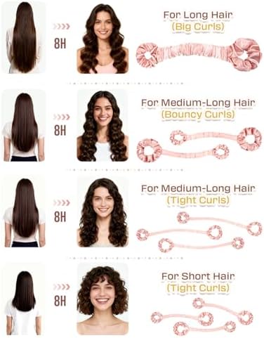 BONNET QUEEN 3 Pack Small Satin Heatless Hair Curler for Medium to Long Thick Hair, Heatless Curls Overnight, Hair Curlers to Sleep In, Damage-Free Small Curls with Built-in Scrunchie, Cream Pink - Image 2