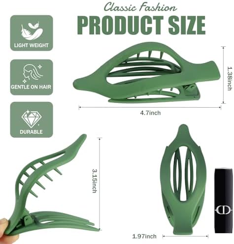 Flat Hair Clips for Women - 6 PCS French Flat Claw Clips Medium Hair Clips for Girls Large Hair Claw Clips for Thick or Thin Hair Strong Hold No Slip Hair Accessories for women (Green) - Image 4