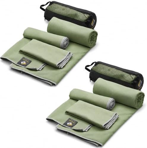OlimpiaFit Quick Dry Towel - 3 Size Pack of Lightweight Microfiber Travel Towels w/Bag - Fast Drying Towel Set for Camping, Beach, Gym, Backpacking, Sports, Yoga & Swim Use by OlimpiaFit