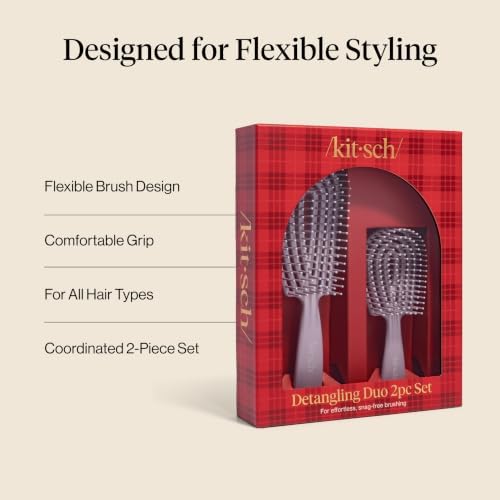 Kitsch Flexi Flow Duo Detangler Brush, Hair Brushes For Women- Soft Violet - Image 3
