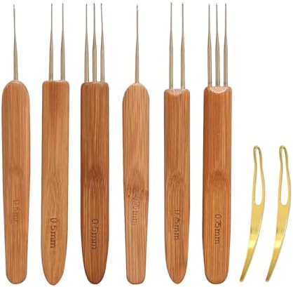 Dreadlock Crochet Hook Tool Dreadlock Needle for Braid Hair and Crafts 0.5mm 0.75mm Needle with 2 Interlocking Tool for Locs Weaving Crochet Tightening Accessory 8 Pcs/Kit by YANTAISIYU