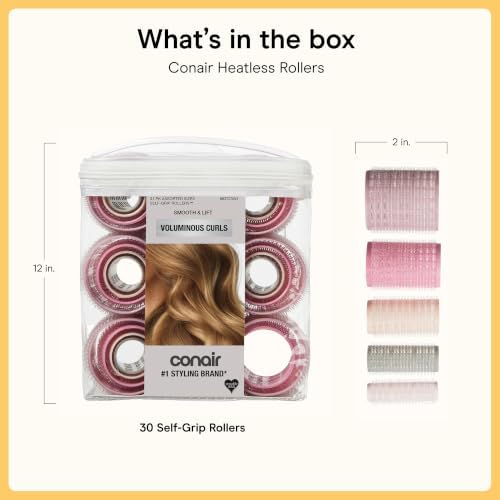 Conair Heatless Curls Hair Roller - 31 Count, Assorted sizes & Colors - Pink, Gray & Purple - Overnight Curl Rollers w/storage case - Image 7