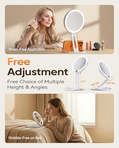 Travel Makeup Mirror with Lights - 1X/30X Magnifying Double Sided Mirror - Image 4