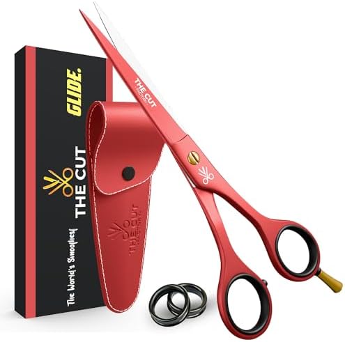The Cut Factory- 6.5” Professional Hair Scissors - High Carbon 420 Stainless Steel Hair Cutting Scissors, Ultra-Sharp Barber Shears for Salon & Home (RED) by THECUT-FACTORY-